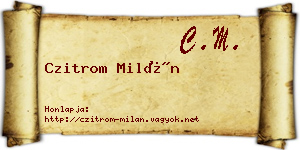 Czitrom Milán névjegykártya